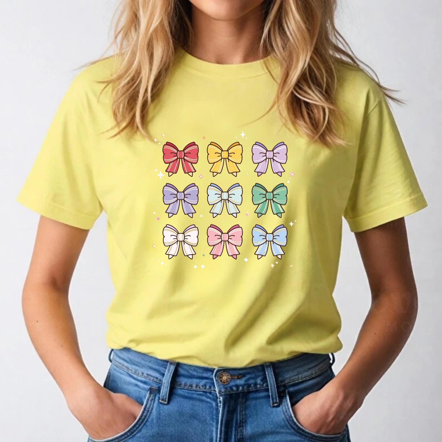 Kawaii Ribbon Bow T-Shirt β Cute Pastel Graphic Tee for Teen Girls β Fun Gift for Spring or Back to School AA105