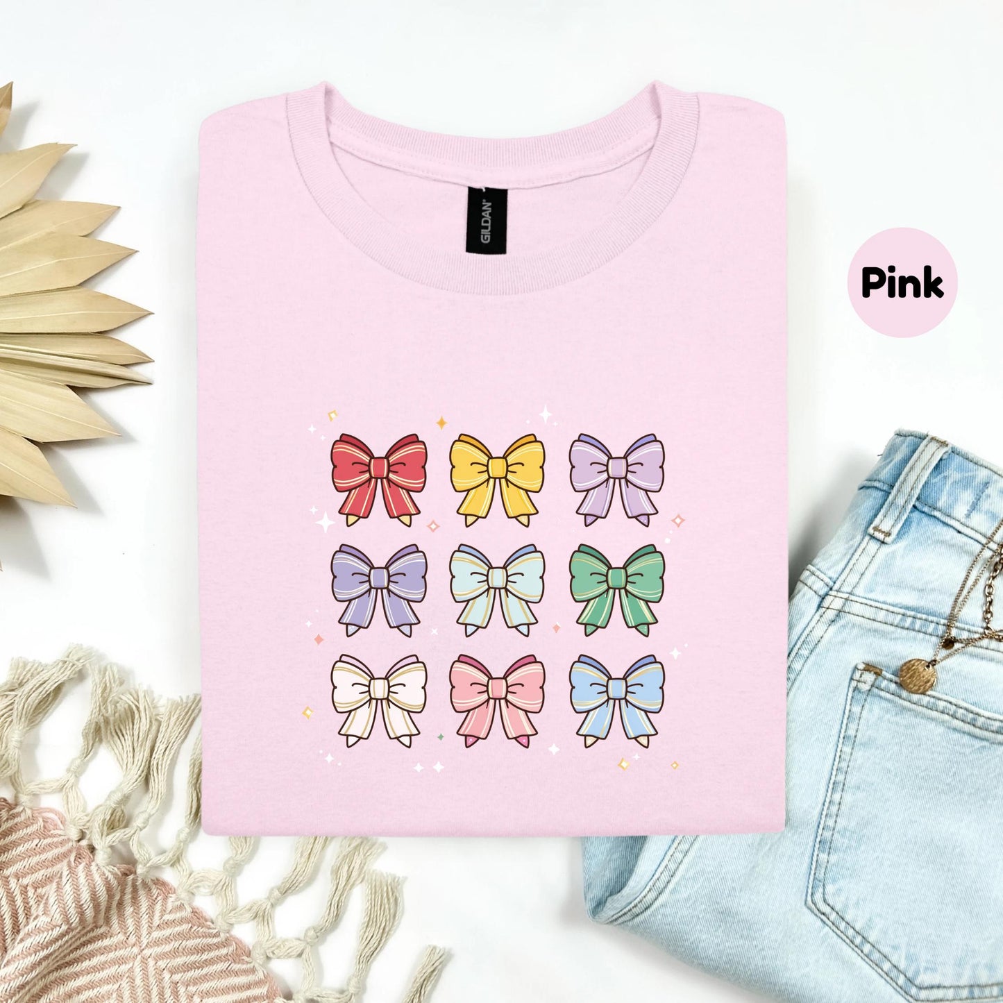 Kawaii Ribbon Bow T-Shirt β Cute Pastel Graphic Tee for Teen Girls β Fun Gift for Spring or Back to School AA105