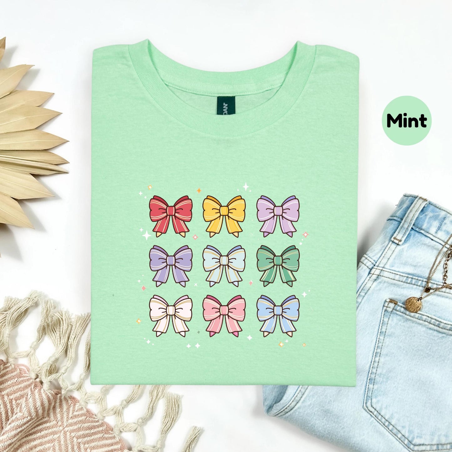 Kawaii Ribbon Bow T-Shirt β Cute Pastel Graphic Tee for Teen Girls β Fun Gift for Spring or Back to School AA105