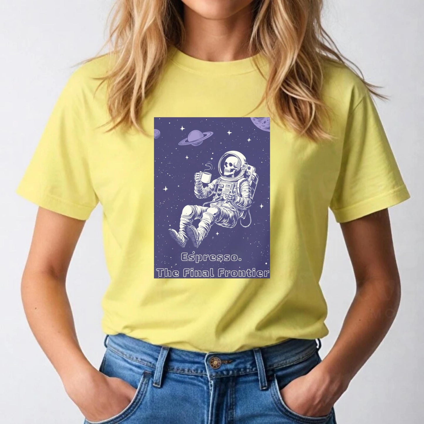 Espresso Astronaut Shirt Funny Space Coffee Tee for Men Galaxy Skeleton Humor Gift for Sci-Fi and Caffeine Lovers AA40