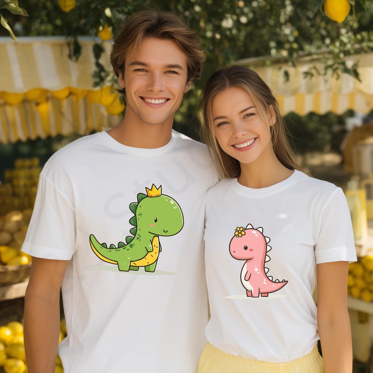 Minimalist Couple Dinosaur Shirt Matching Cute Dinos TShirt Set for Boyfriend and Girlfriend Sweet Relationship Gift Tee AA114