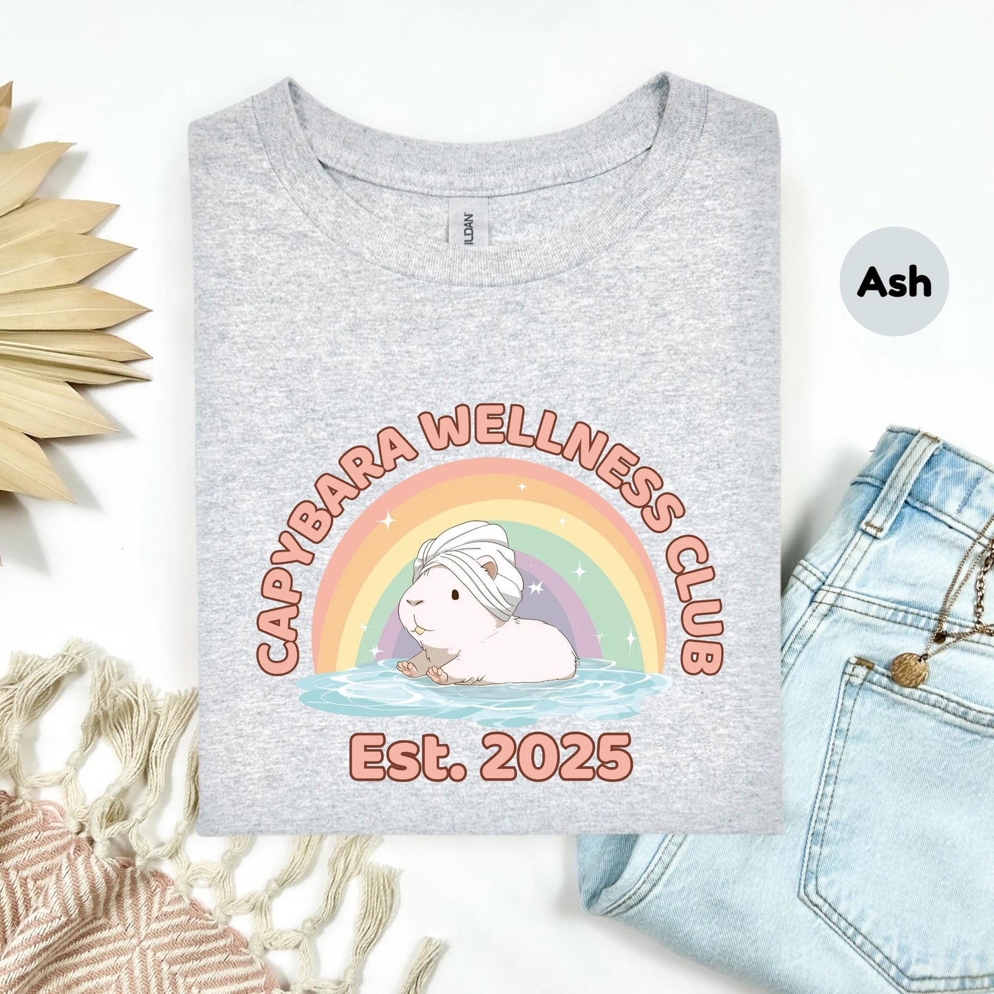 Capybara Wellness Club Shirt Cute Spa Animal Tee Rainbow Self Care T-Shirt Mental Health Gift Women AA30