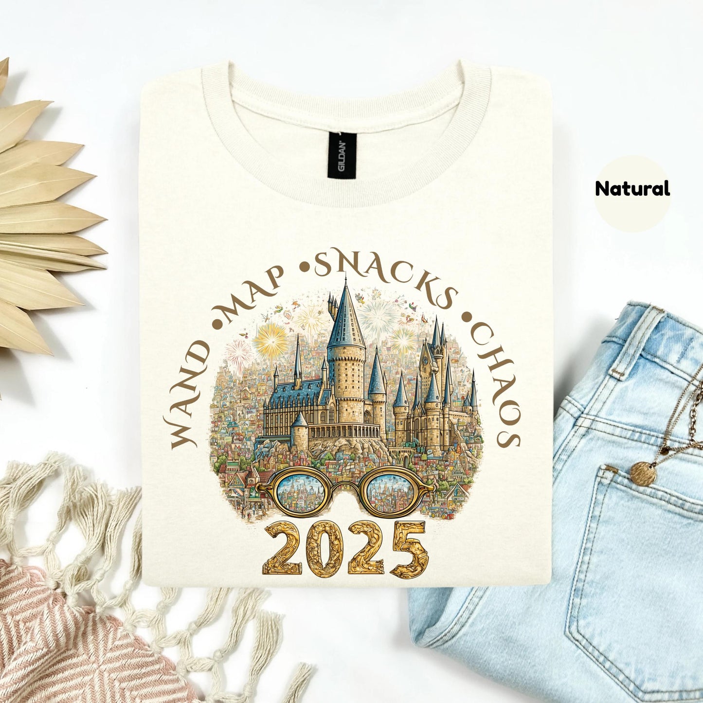 Funny Wizard Chaos Shirt 2025, Magic Castle T-Shirt with Wand Map Snacks Quote, Whimsical Vacation Tee for Adults AA23