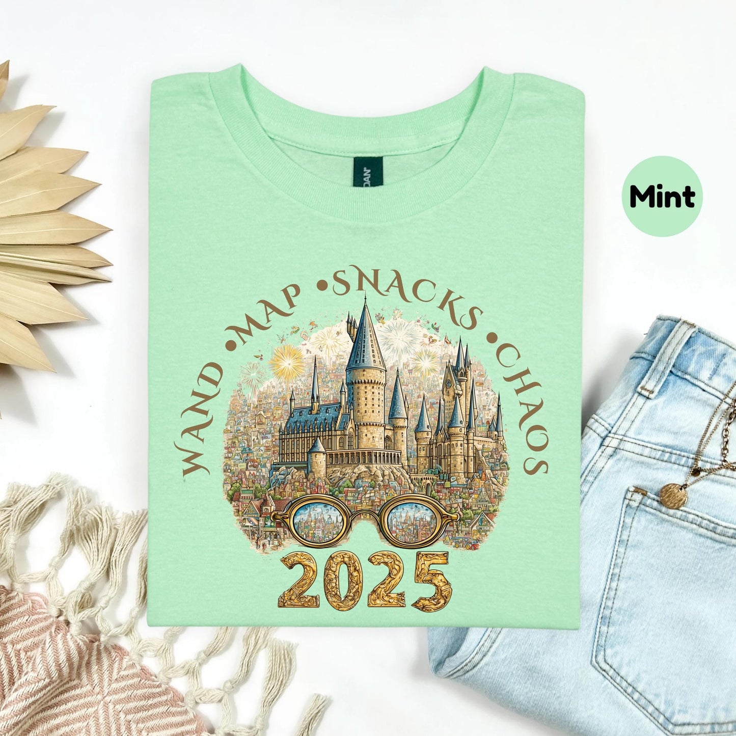 Funny Wizard Chaos Shirt 2025, Magic Castle T-Shirt with Wand Map Snacks Quote, Whimsical Vacation Tee for Adults AA23