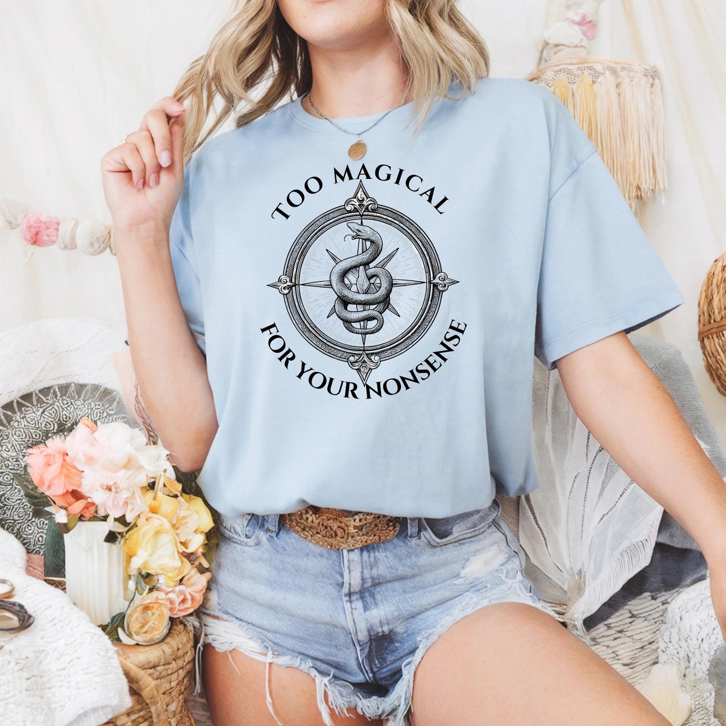 Too Magical For Your Nonsense Shirt, Feminist Snake Graphic Tee, Witchcore Aesthetic Gift for Women and Girls AA16