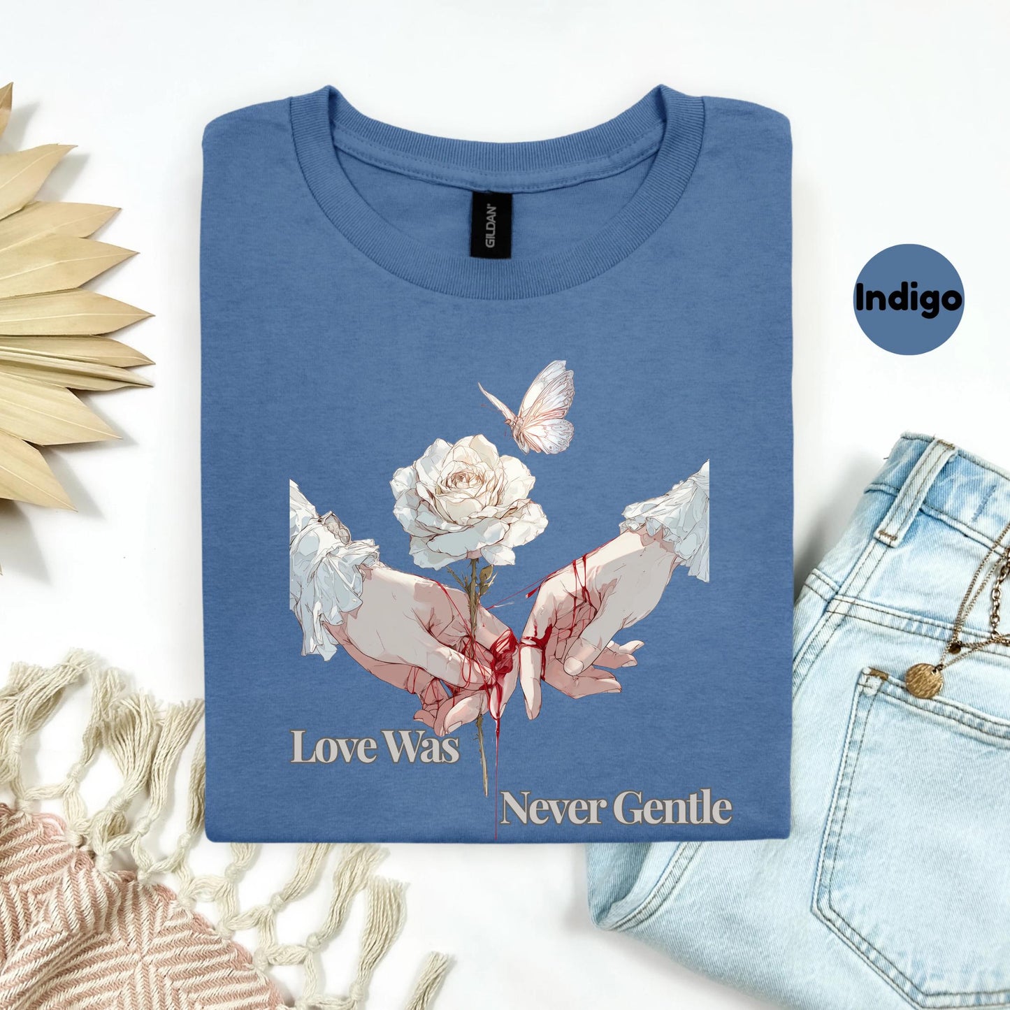 Gothic Love Shirt with Rose and Red Thread, Emotional Heartbreak Tee, Aesthetic Dark Romantic Graphic Shirt AA45
