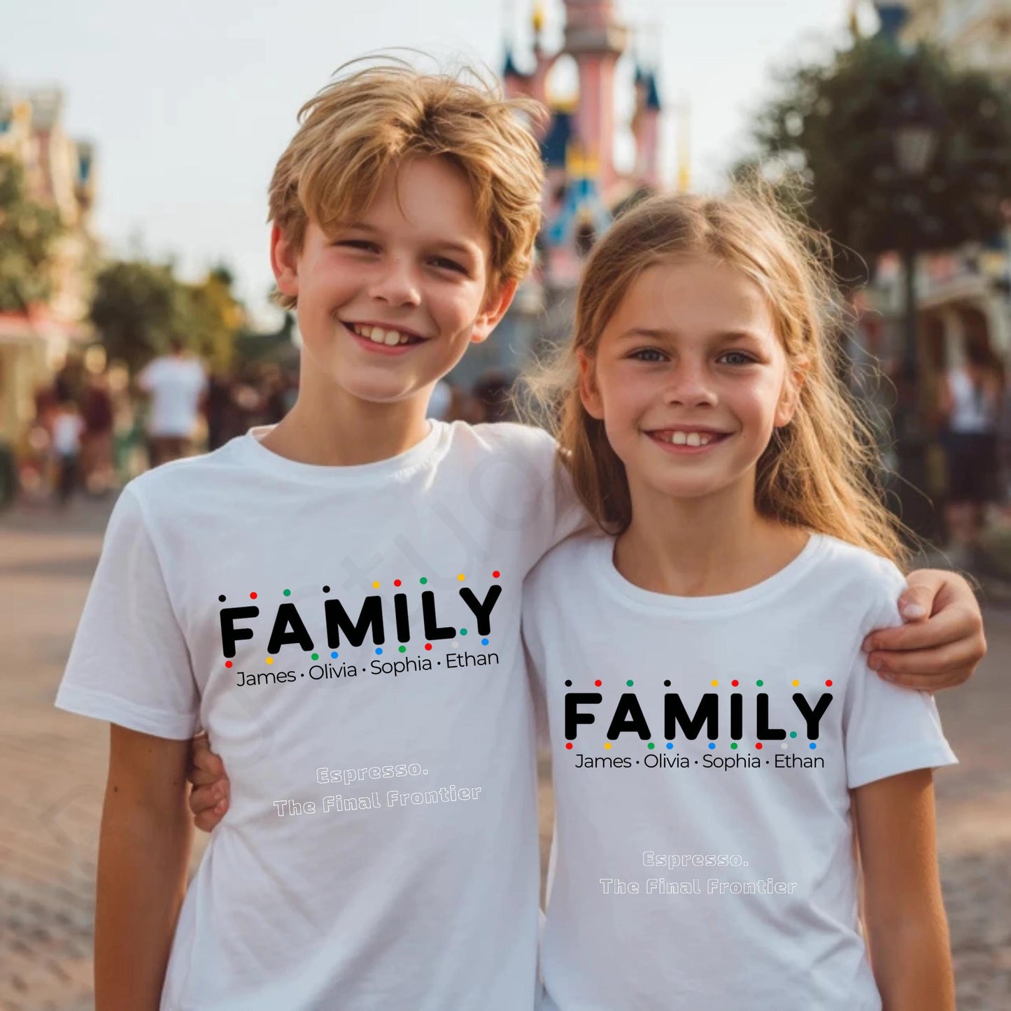 Funny Custom Family Shirts with Names, Holiday Matching Tee Set, Friends TV Inspired Design for Kids and Parents AA51