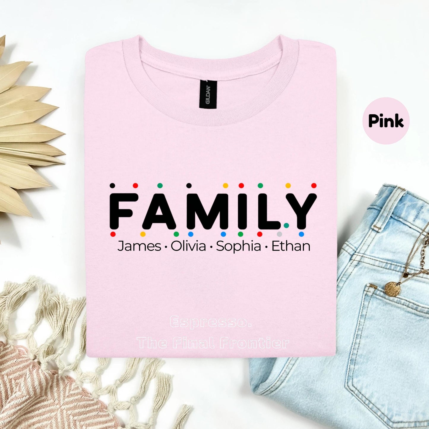 Funny Custom Family Shirts with Names, Holiday Matching Tee Set, Friends TV Inspired Design for Kids and Parents AA51