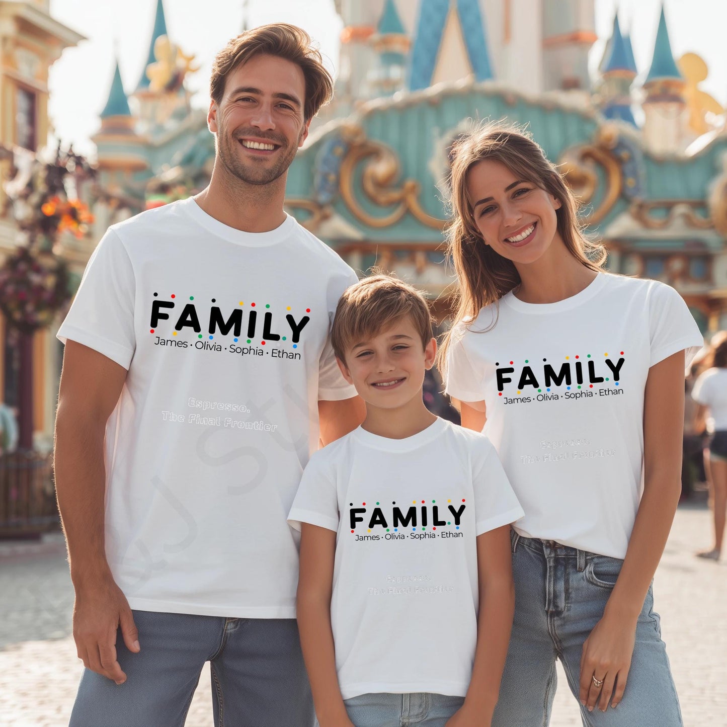 Funny Custom Family Shirts with Names, Holiday Matching Tee Set, Friends TV Inspired Design for Kids and Parents AA51