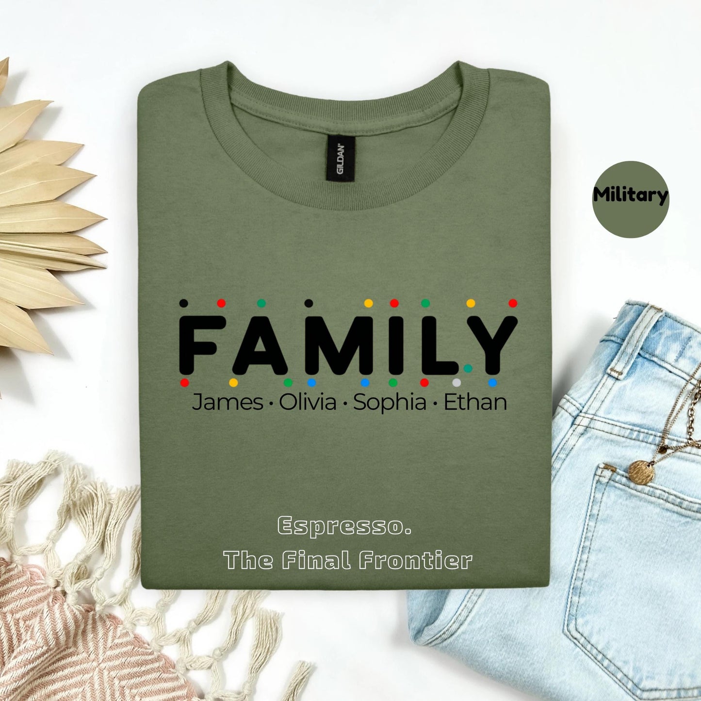 Funny Custom Family Shirts with Names, Holiday Matching Tee Set, Friends TV Inspired Design for Kids and Parents AA51
