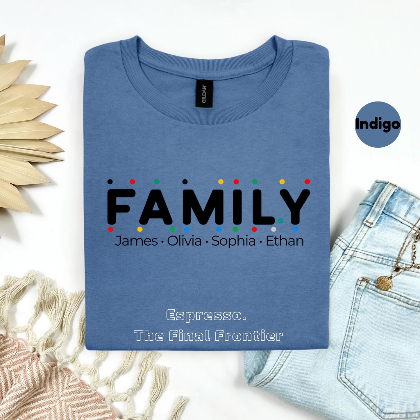 Funny Custom Family Shirts with Names, Holiday Matching Tee Set, Friends TV Inspired Design for Kids and Parents AA51
