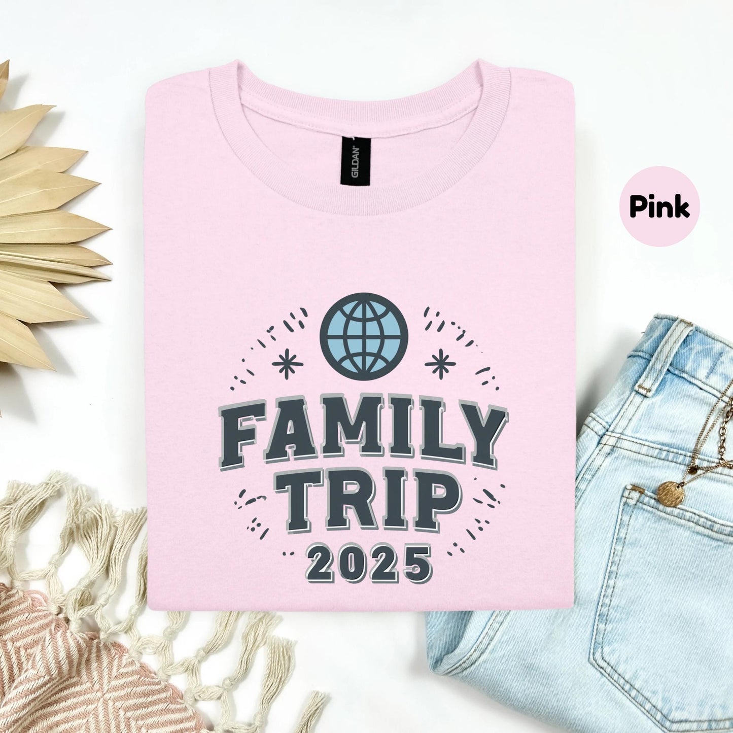 Family Trip 2025 Matching Shirts, Custom Globe Vacation Tee, Personalized Travel Outfit for Kids and Adults AA54