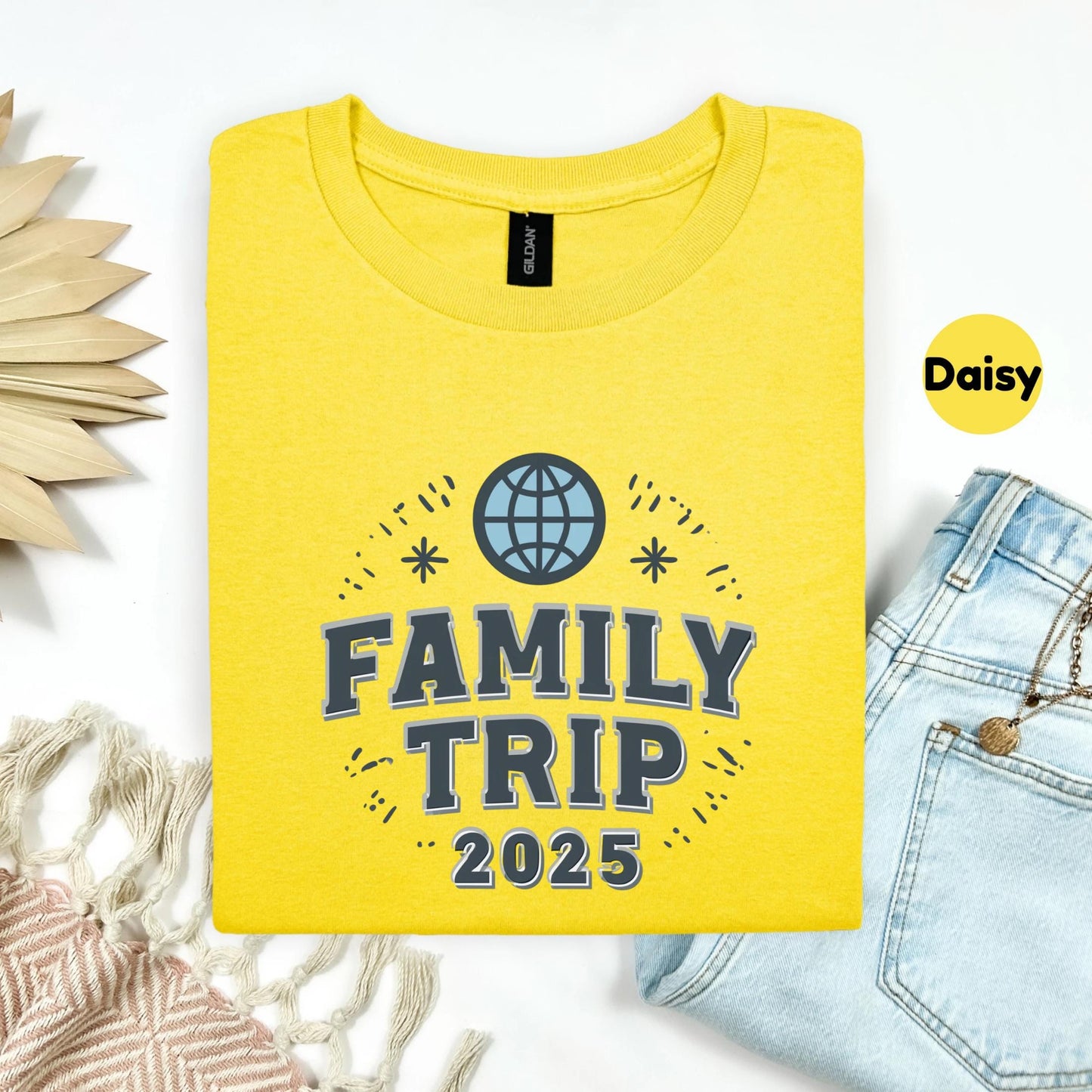 Family Trip 2025 Matching Shirts, Custom Globe Vacation Tee, Personalized Travel Outfit for Kids and Adults AA54