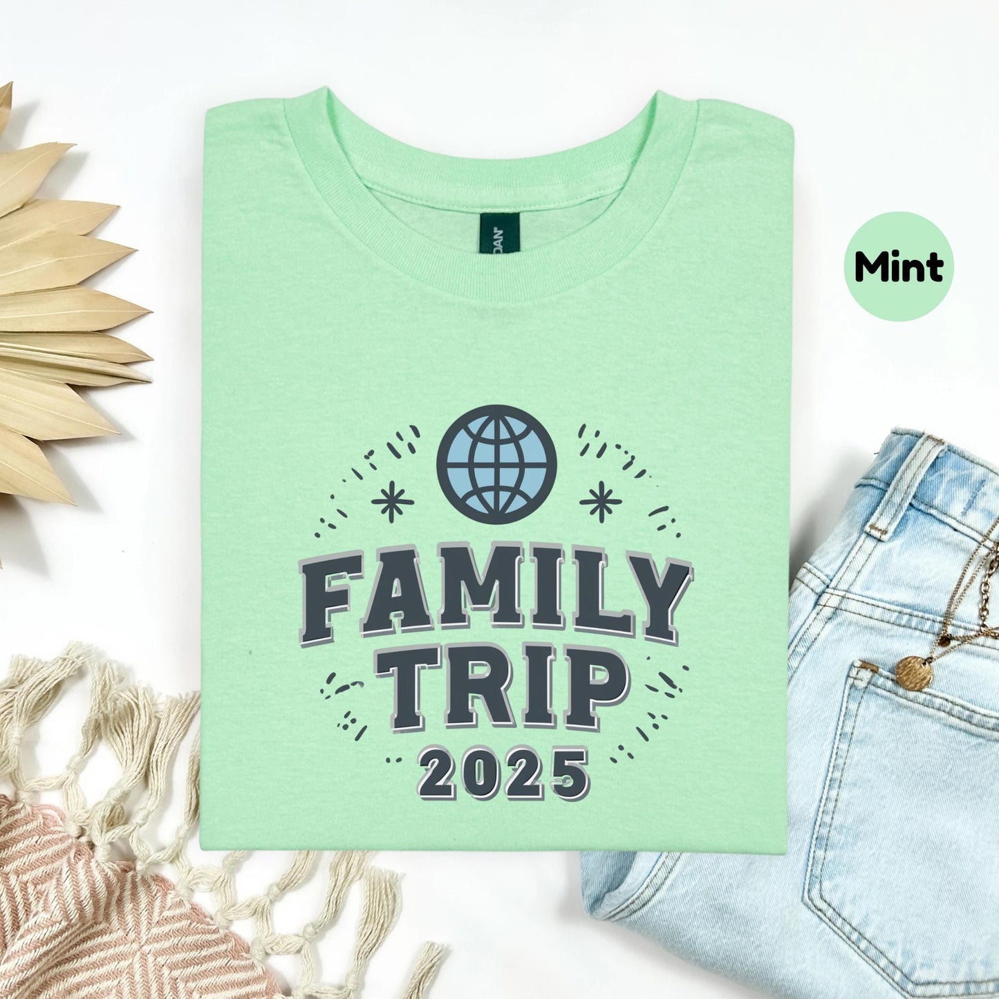 Family Trip 2025 Matching Shirts, Custom Globe Vacation Tee, Personalized Travel Outfit for Kids and Adults AA54