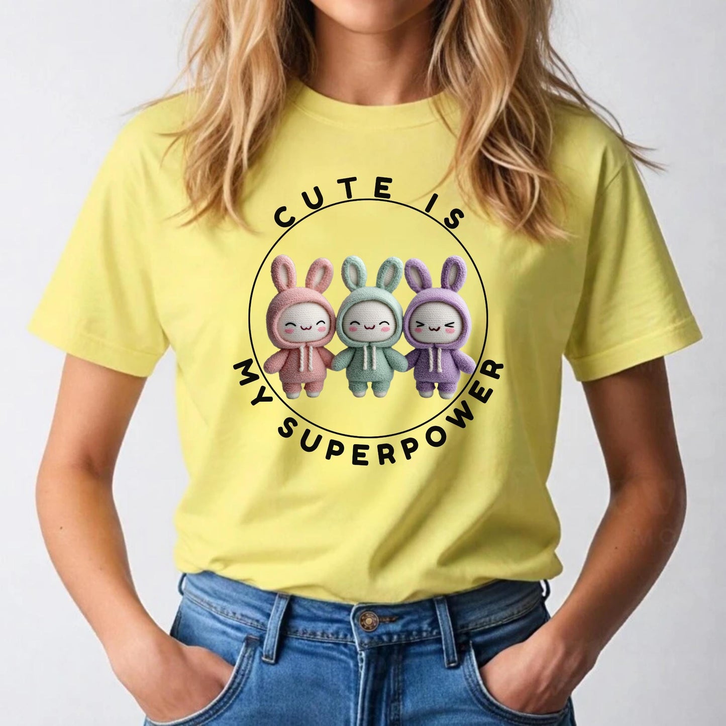 Cute Bunny Kawaii T-Shirt for Girls - Pastel Plush Outfit Tee - Cute Is My Superpower Shirt for Softcore Lovers AA58