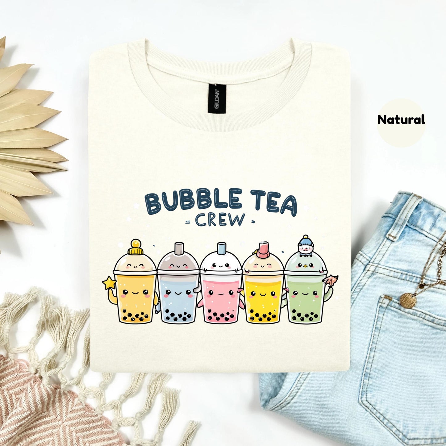 Funny Bubble Tea Group Shirt - Boba Crew Matching Tee, Cute Pastel Boba Drink Graphic Top for Best Friends or Couples AA69