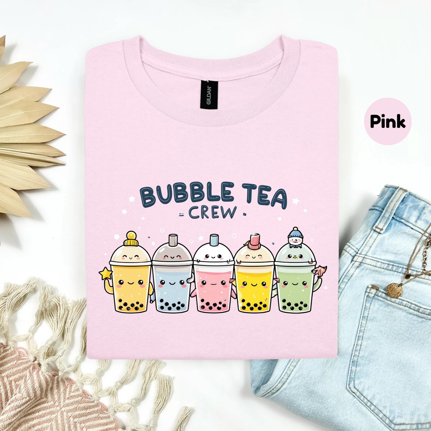 Funny Bubble Tea Group Shirt - Boba Crew Matching Tee, Cute Pastel Boba Drink Graphic Top for Best Friends or Couples AA69