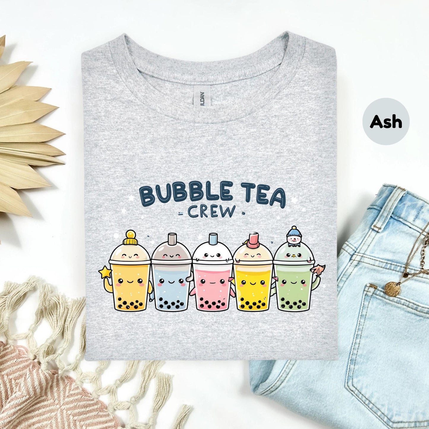 Funny Bubble Tea Group Shirt - Boba Crew Matching Tee, Cute Pastel Boba Drink Graphic Top for Best Friends or Couples AA69