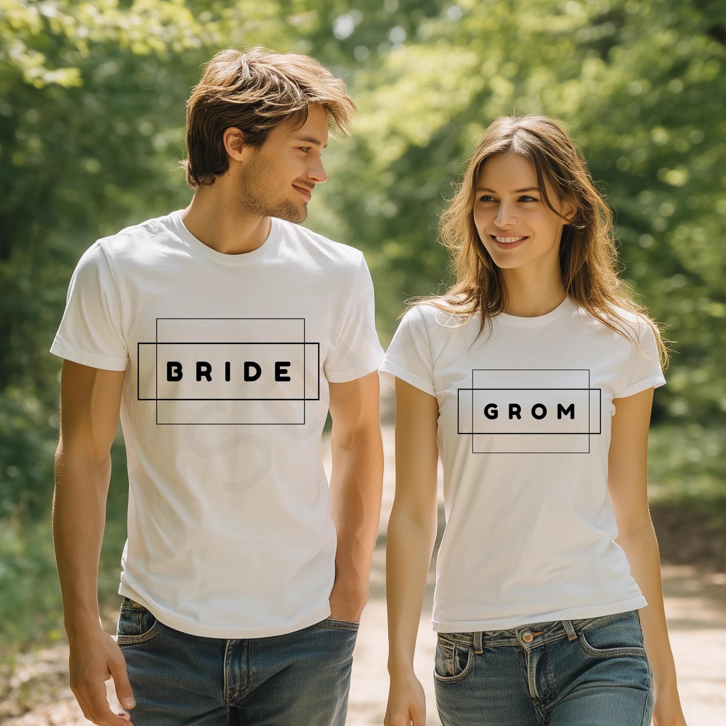 Funny Bride and Grom Shirts Set β Matching Wedding Couple T-Shirts with Typo Design, Newlywed Honeymoon Outfit Gift AA76