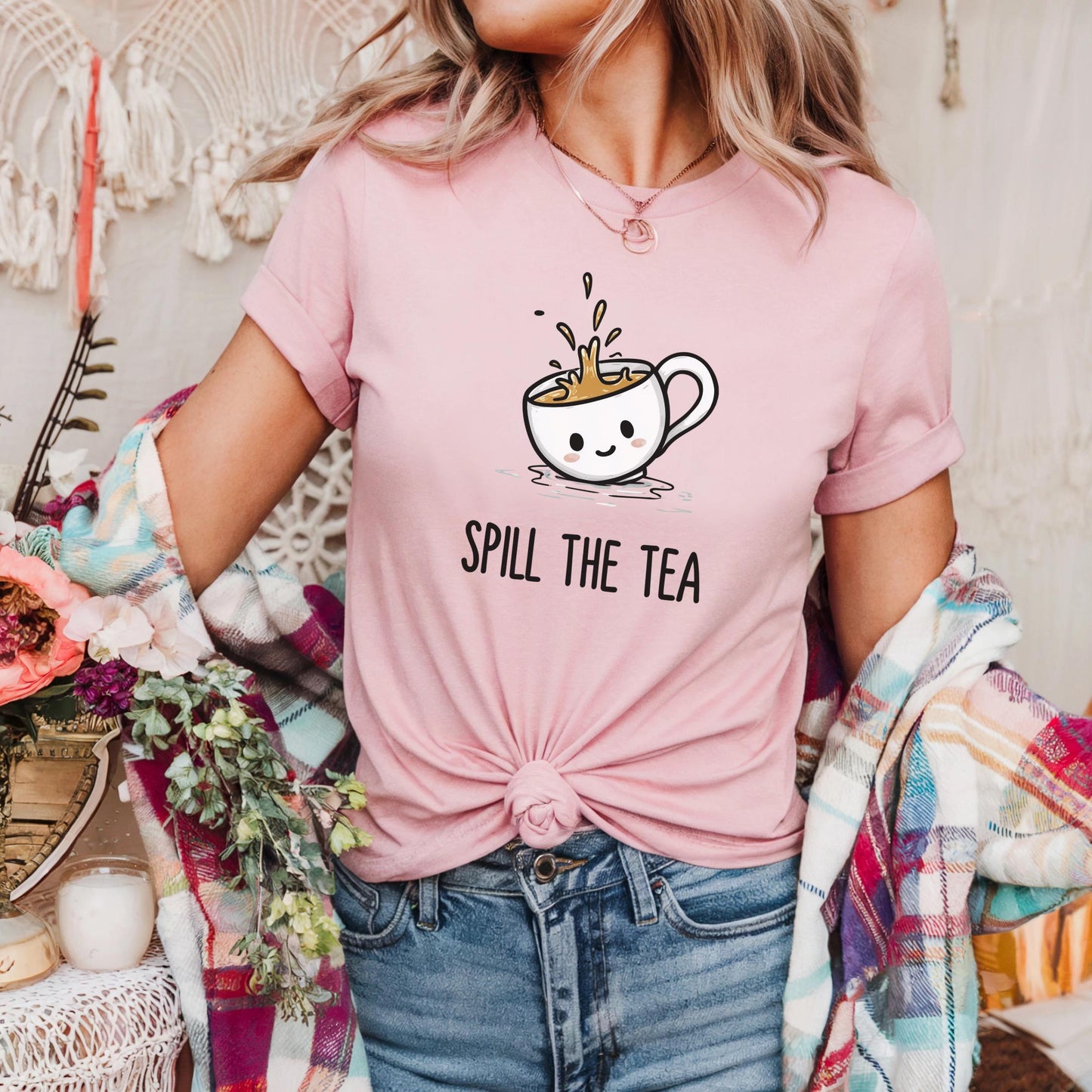 Spill the Tea Matching Shirts β Cute Couple Gossip Tees, Funny Graphic T-Shirts for Him and Her, Trendy Slang Shirt Set AA77