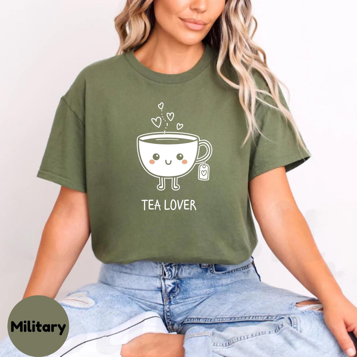 Tea Lover Kawaii Shirt β Cute Cartoon Mug Graphic Tee for Women, Cozy Pastel Outfit, Tea Gift for Homebody Girls AA78