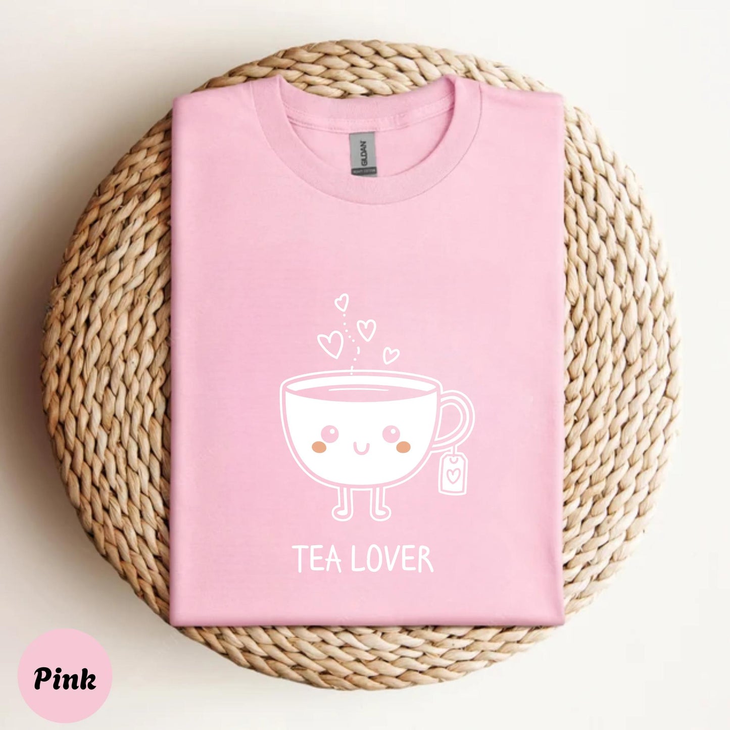 Tea Lover Kawaii Shirt β Cute Cartoon Mug Graphic Tee for Women, Cozy Pastel Outfit, Tea Gift for Homebody Girls AA78