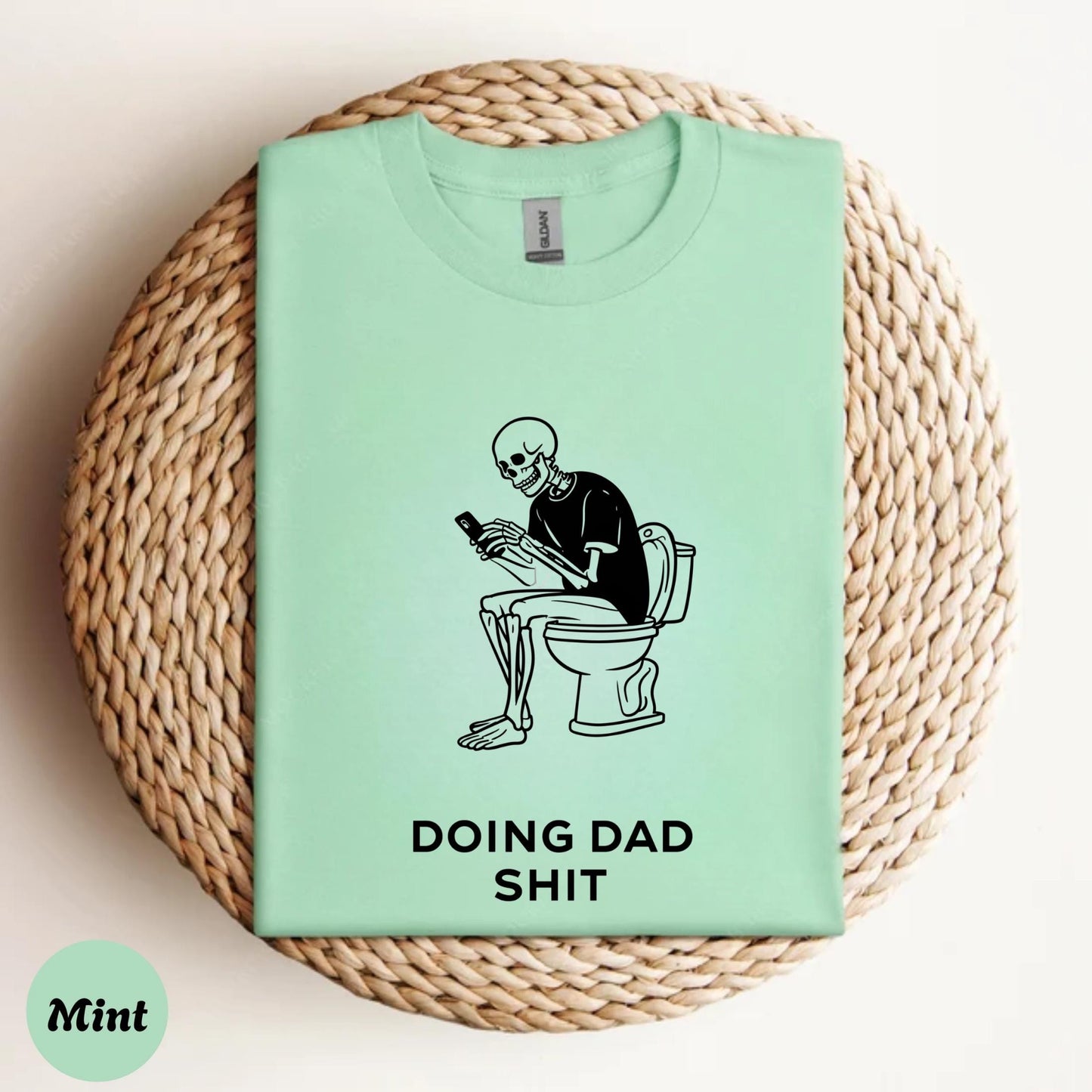 Sarcastic Dad Graphic Tee – Doing Dad Stuff Skeleton Shirt, Cool Skull Toilet Humor T-Shirt, Edgy Funny Gift for Men AA83