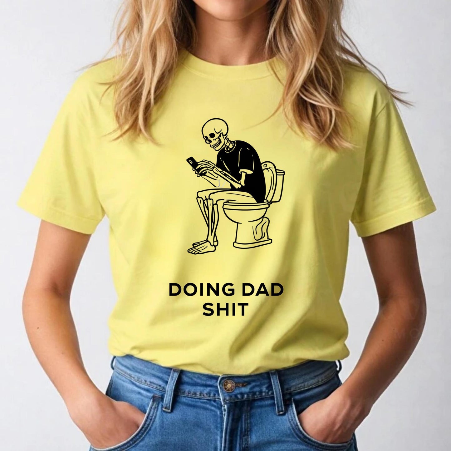 Sarcastic Dad Graphic Tee – Doing Dad Stuff Skeleton Shirt, Cool Skull Toilet Humor T-Shirt, Edgy Funny Gift for Men AA83