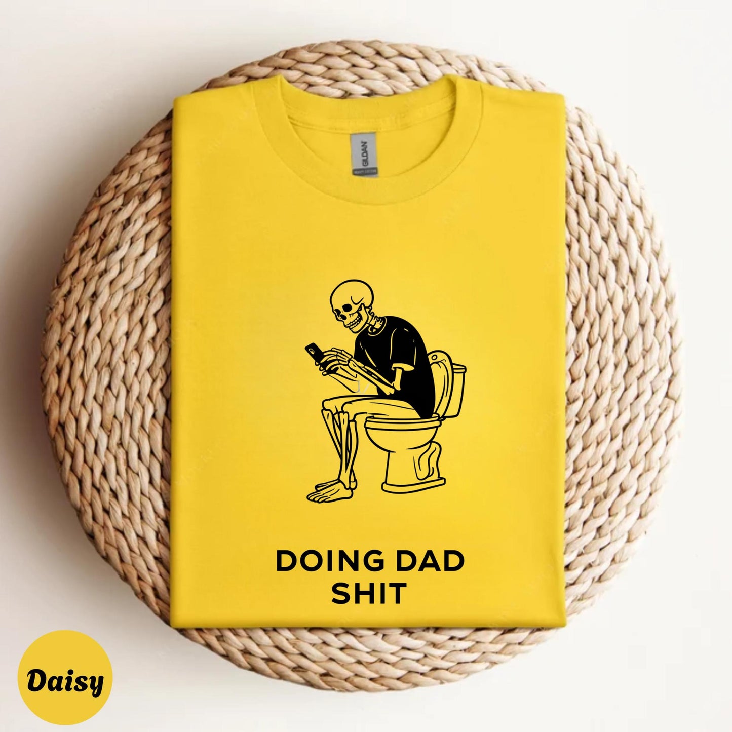 Sarcastic Dad Graphic Tee – Doing Dad Stuff Skeleton Shirt, Cool Skull Toilet Humor T-Shirt, Edgy Funny Gift for Men AA83