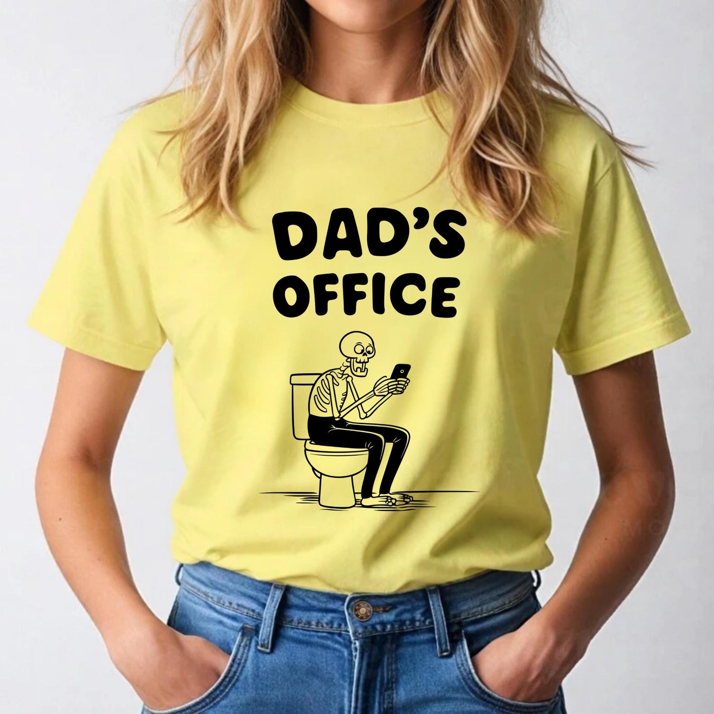 Funny Dad’s Office Skeleton Shirt – Toilet Humor T-Shirt for Dads, Sarcastic Father’s Day Gift, Lazy Dad Graphic Tee AA86