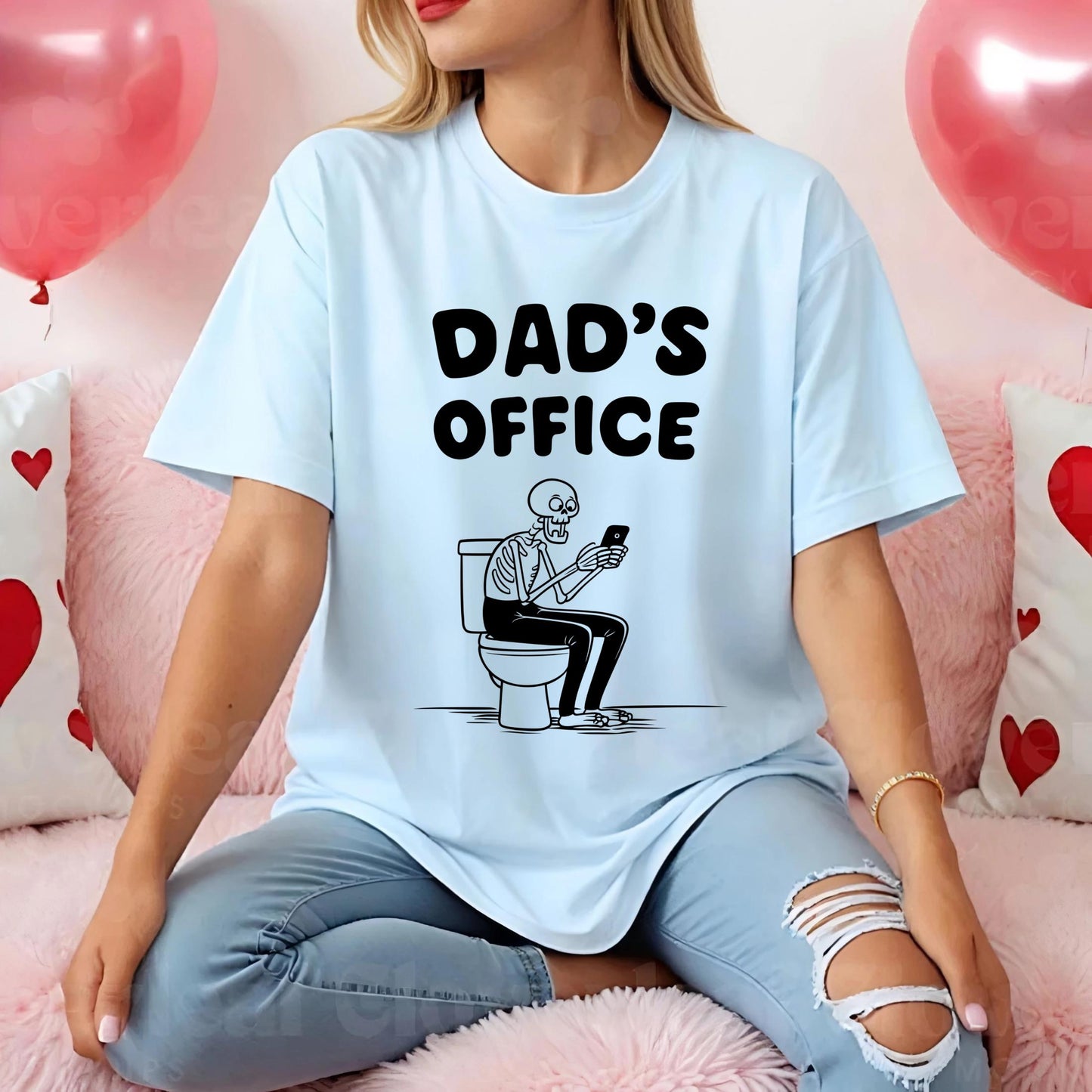 Funny Dad’s Office Skeleton Shirt – Toilet Humor T-Shirt for Dads, Sarcastic Father’s Day Gift, Lazy Dad Graphic Tee AA86