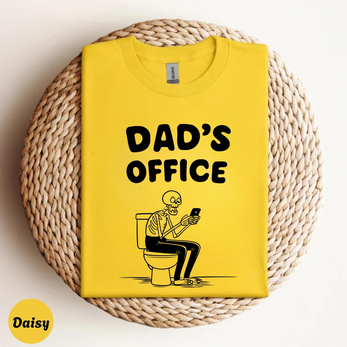 Funny Dad’s Office Skeleton Shirt – Toilet Humor T-Shirt for Dads, Sarcastic Father’s Day Gift, Lazy Dad Graphic Tee AA86