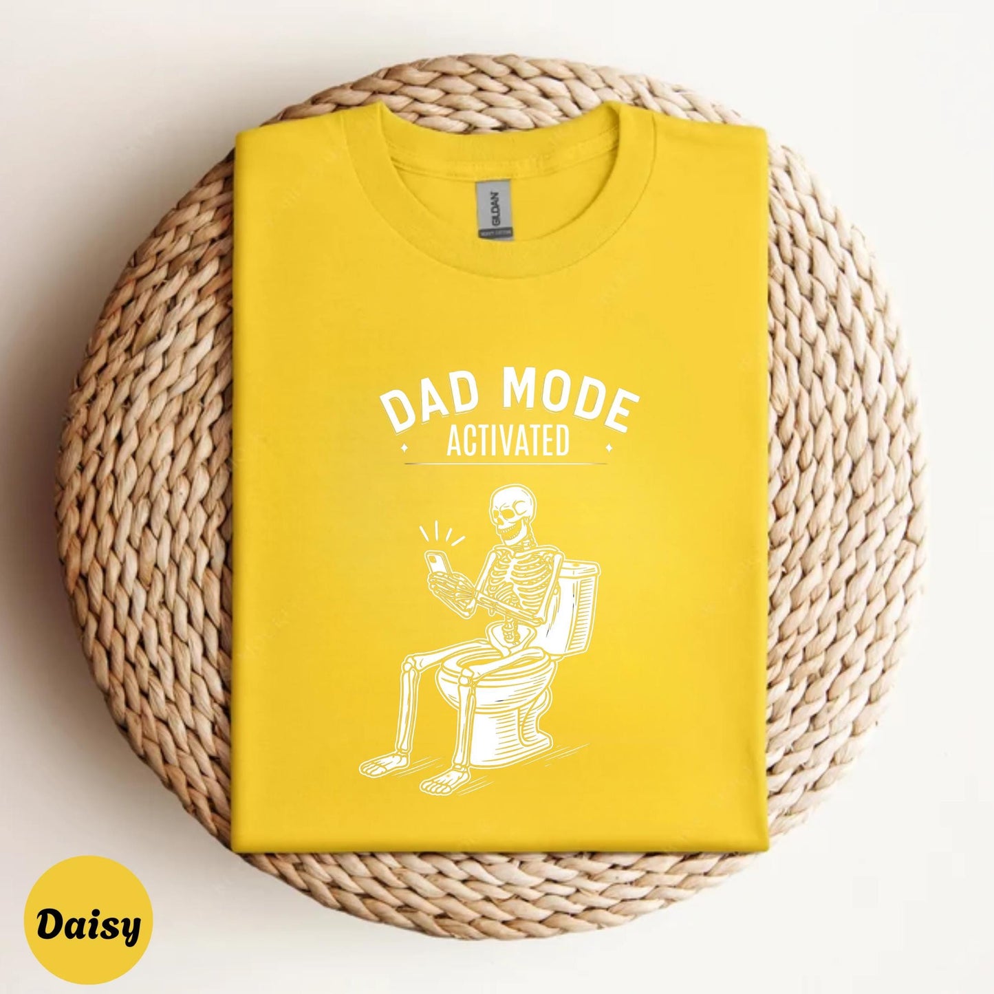 Dad Mode Activated Shirt – Funny Skeleton on Toilet T-Shirt, Father’s Day Gift for Dads, Sarcastic Bathroom Humor Tee AA88