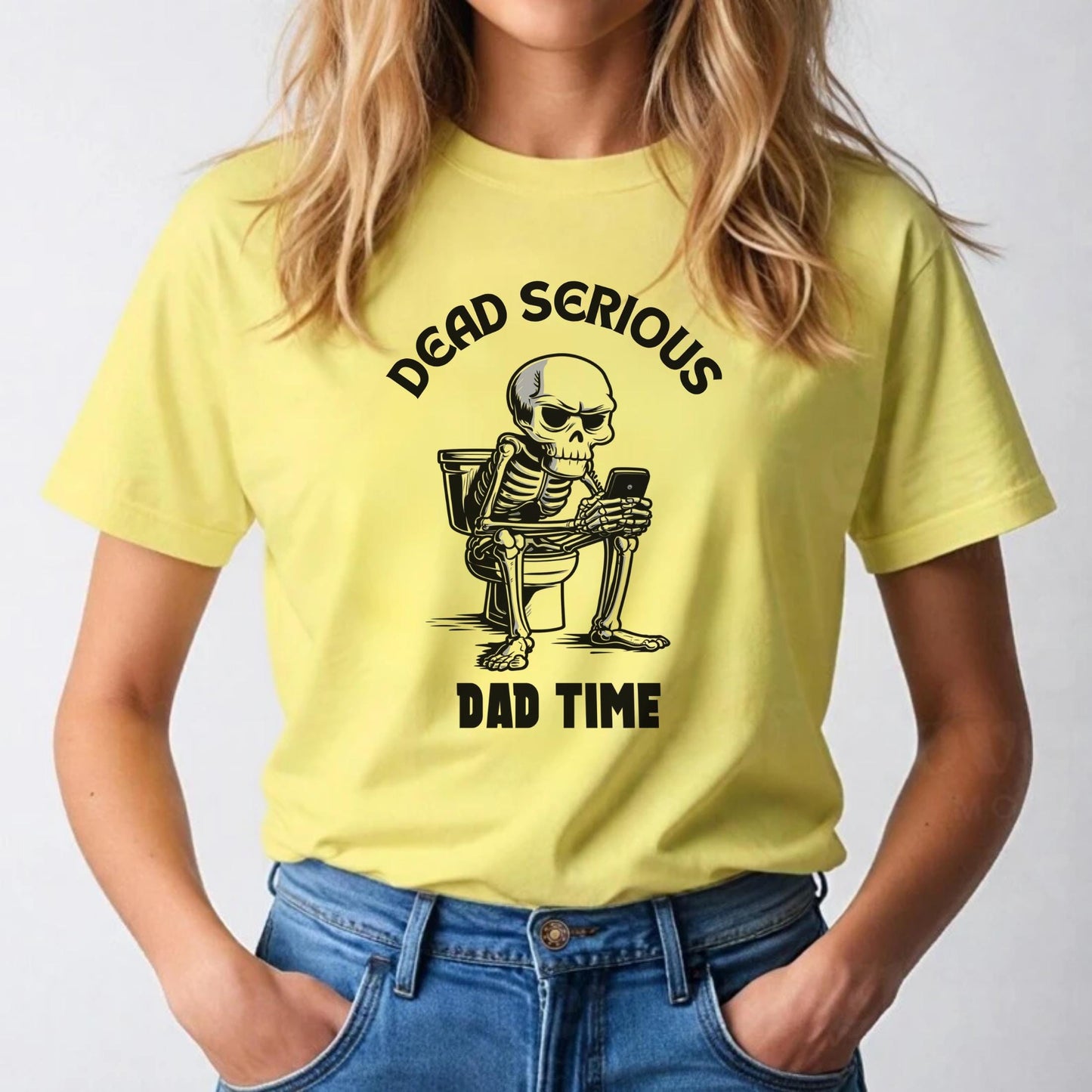Dead Serious Dad Time Shirt – Funny Skeleton Toilet Tee for Dads, Sarcastic Father’s Day Gift, Bathroom Break Humor T-Shirt AA89
