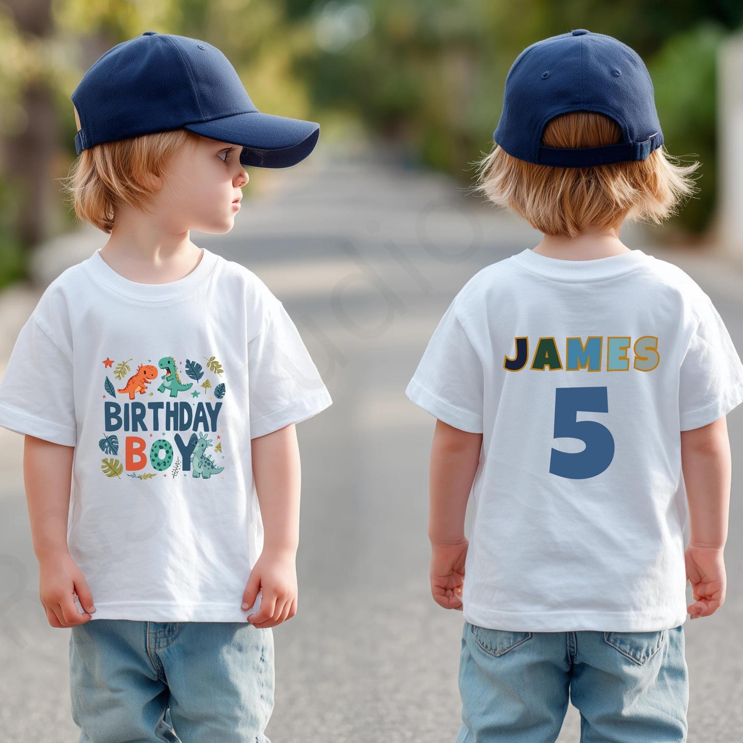 Custom Dinosaur Birthday Shirt for Toddler Boys - Personalized Name & Age Tee for Kids Dino Party Celebration AA94