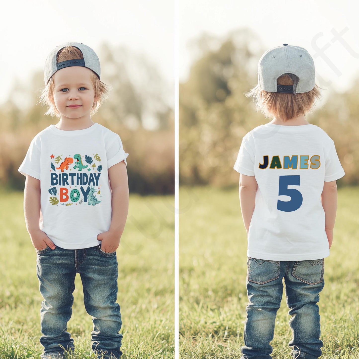 Custom Dinosaur Birthday Shirt for Toddler Boys - Personalized Name & Age Tee for Kids Dino Party Celebration AA94