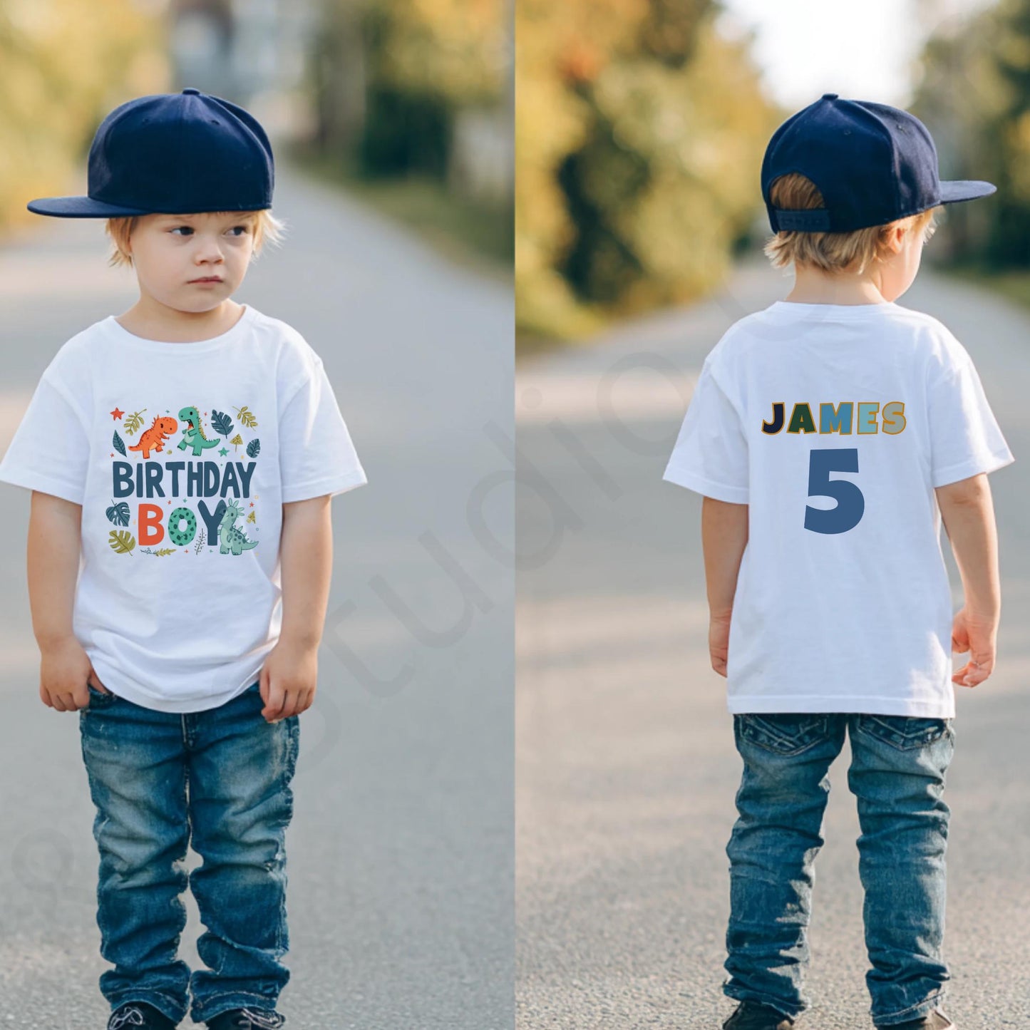 Custom Dinosaur Birthday Shirt for Toddler Boys - Personalized Name & Age Tee for Kids Dino Party Celebration AA94