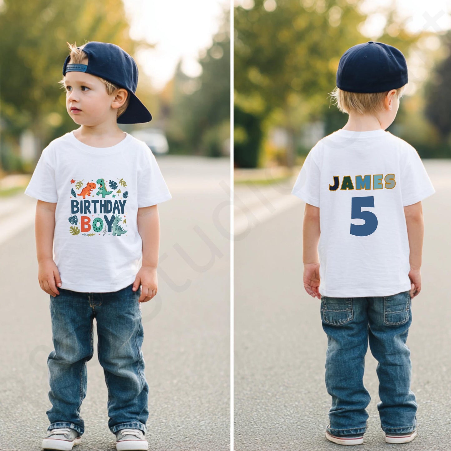 Custom Dinosaur Birthday Shirt for Toddler Boys - Personalized Name & Age Tee for Kids Dino Party Celebration AA94