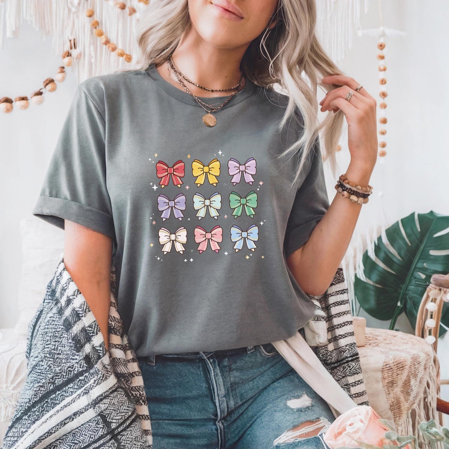 Kawaii Ribbon Bow T-Shirt β Cute Pastel Graphic Tee for Teen Girls β Fun Gift for Spring or Back to School AA105