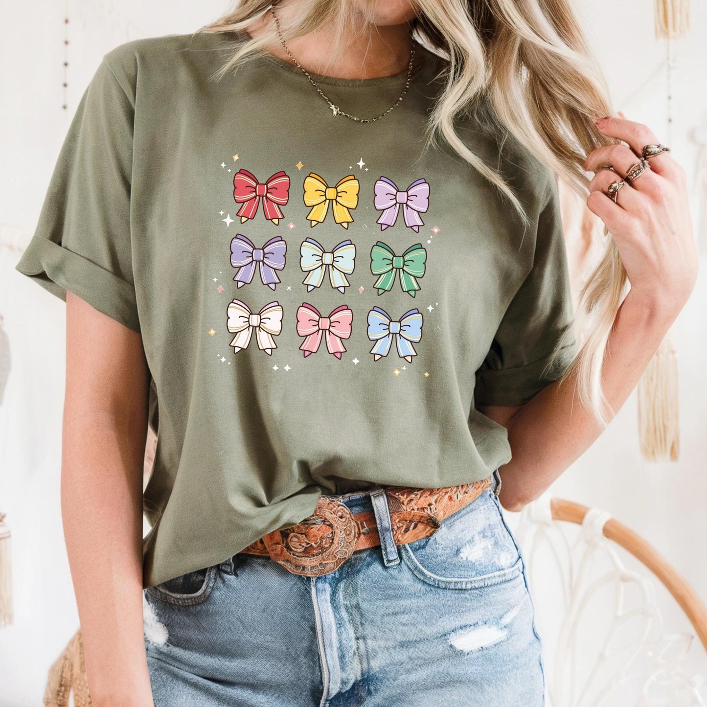 Kawaii Ribbon Bow T-Shirt β Cute Pastel Graphic Tee for Teen Girls β Fun Gift for Spring or Back to School AA105