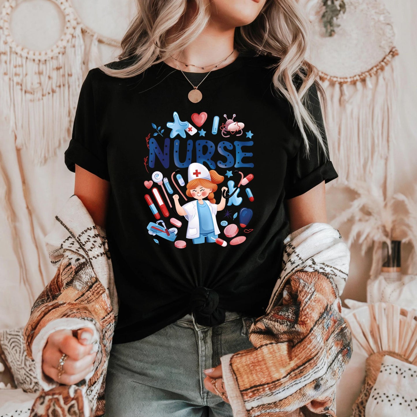 Thank You Nurse Shirt Cheerful Medical Cartoon Tee RN Appreciation Gift for Women Cute Healthcare Worker TShirt Idea AA112