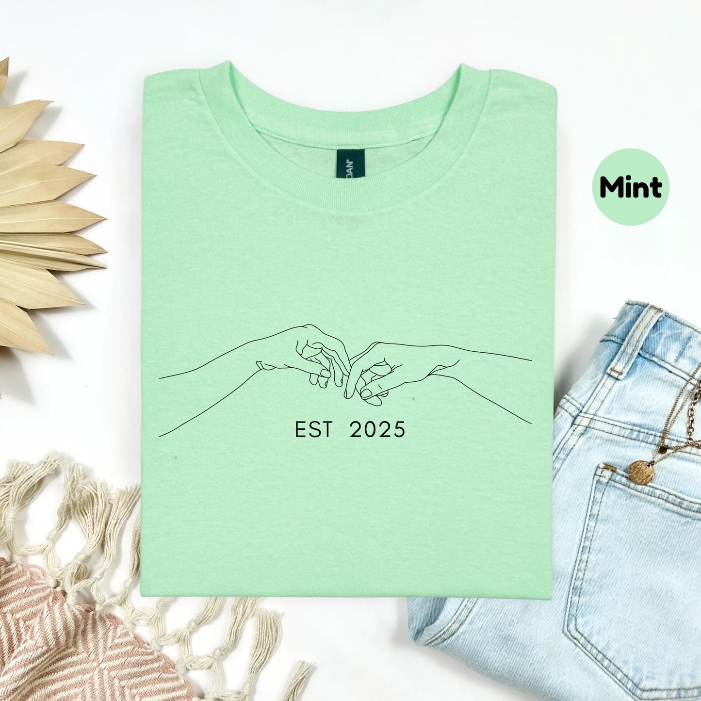 Aesthetic Line Art Shirt – EST 2025 Graphic Tee – Indie Emotional Outfit – Soft Cotton Minimalist Hands Drawing T-Shirt AA116