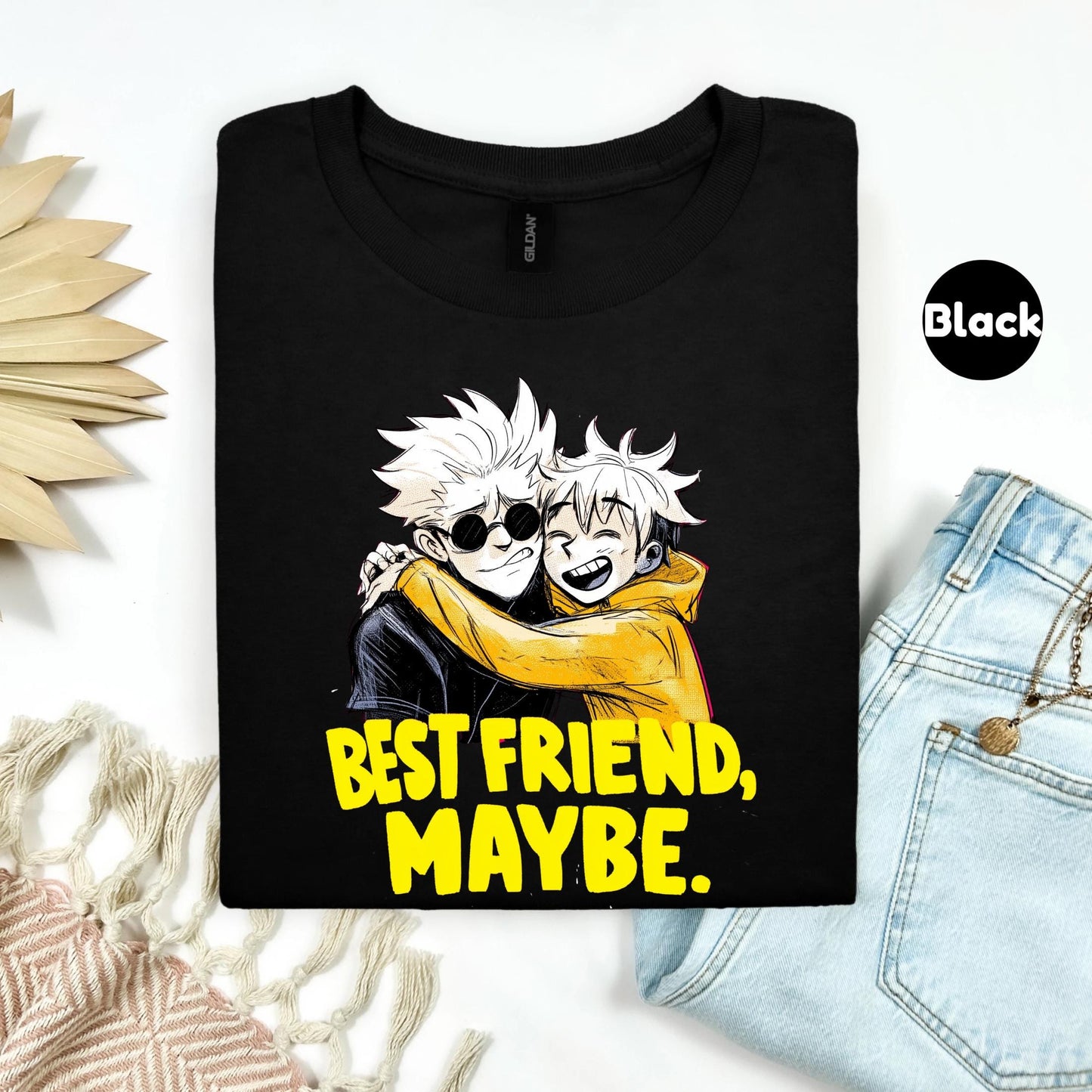 Best Friend, Maybe Tee – Funny Cartoon Best Friend Shirt – Cute Graphic Tee for Friendship Gifts – Anime Style T-Shirt AA121