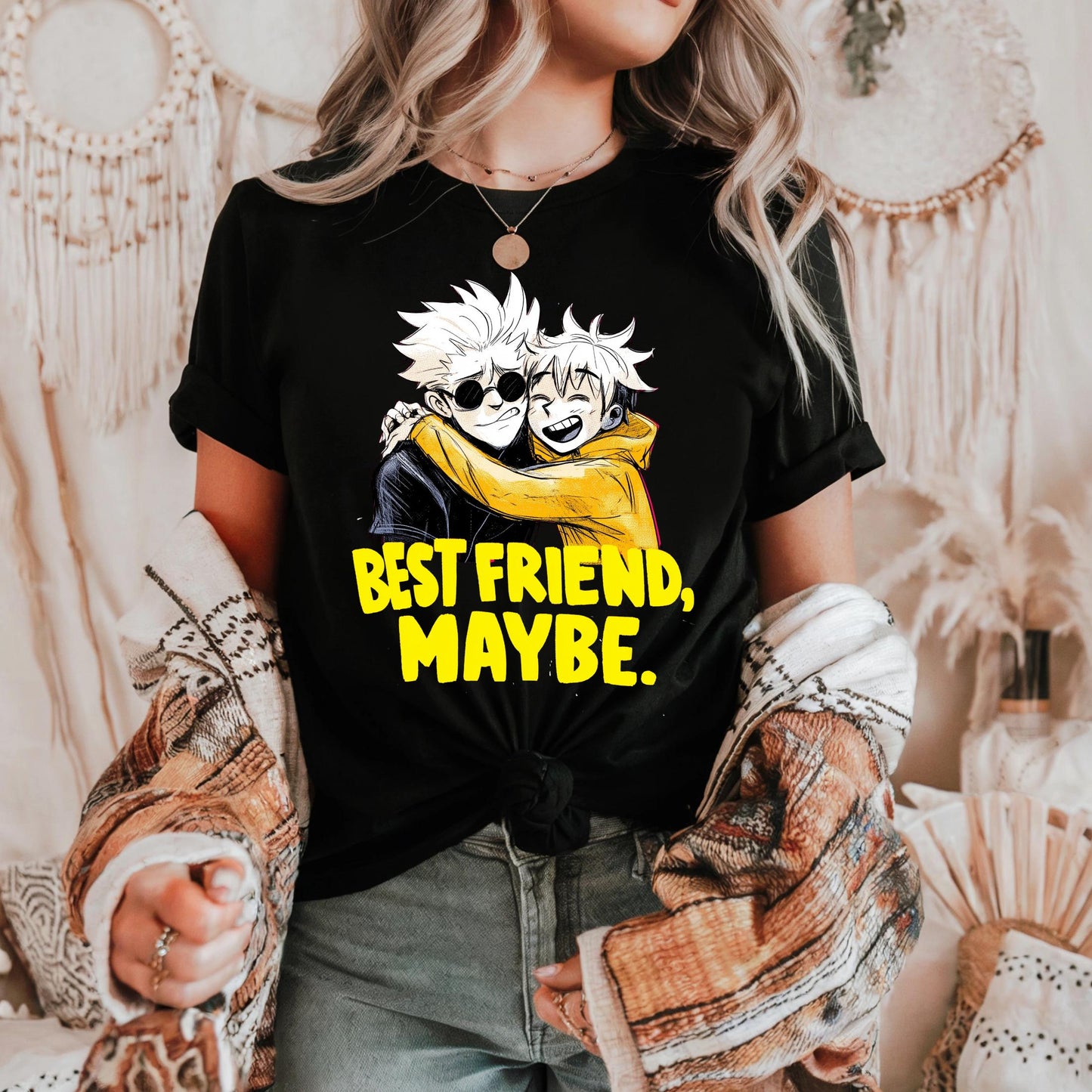 Best Friend, Maybe Tee – Funny Cartoon Best Friend Shirt – Cute Graphic Tee for Friendship Gifts – Anime Style T-Shirt AA121