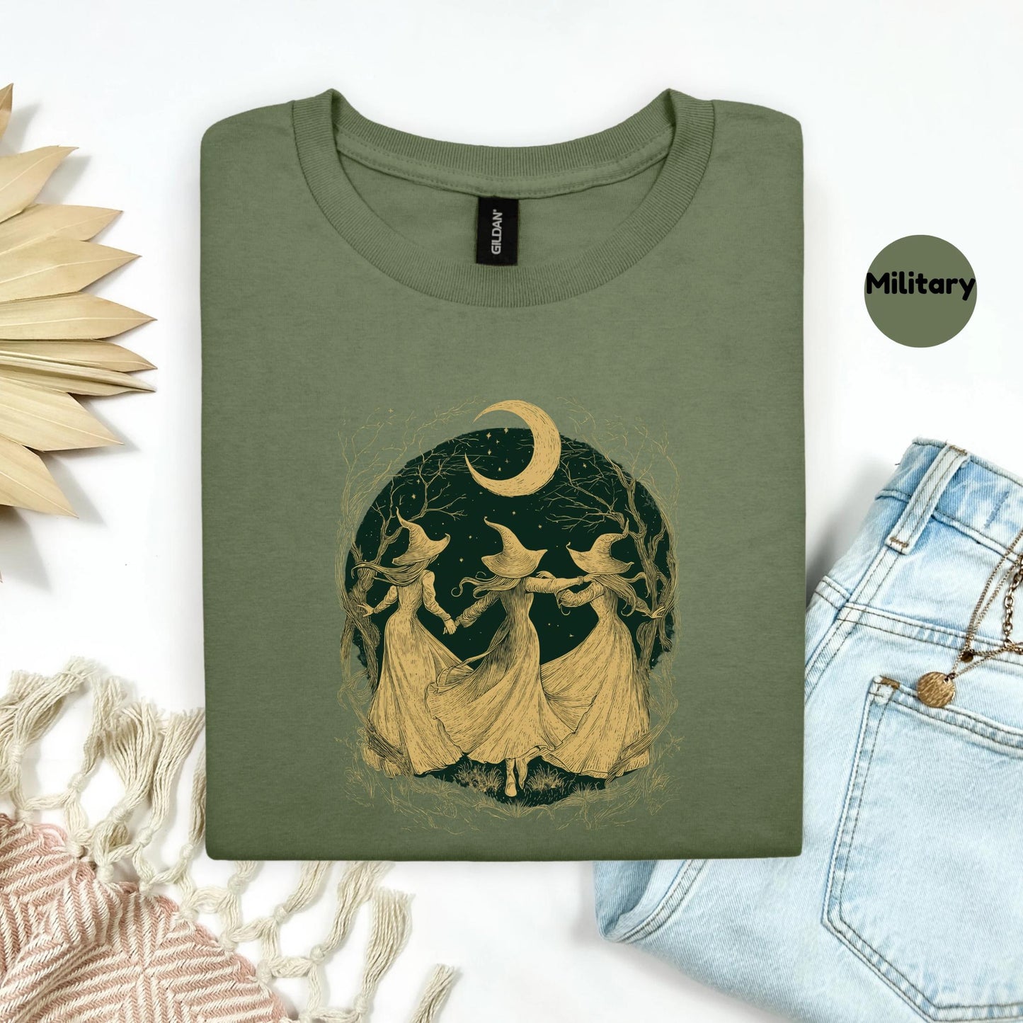 Halloween Witchy Tee – Girls Support Girls Shirt – Witchy Women Graphic T-Shirt – Halloween Witch Empowerment Shirt AA130