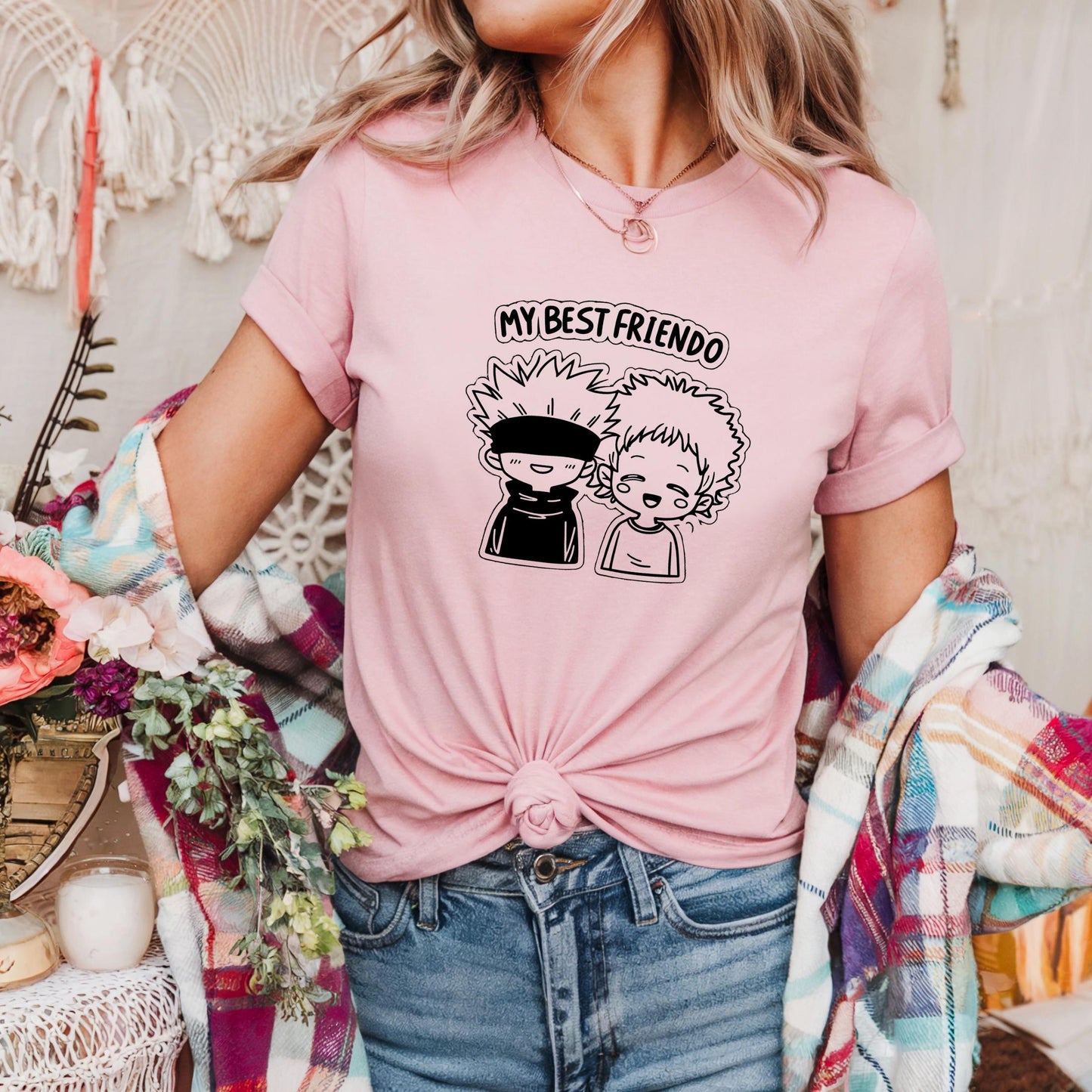 Funny Anime Friendship Tee – My Best Friendo T-Shirt – Cartoon Bestie Gift – Matching Couple or Best Friend Graphic Shirt AA131
