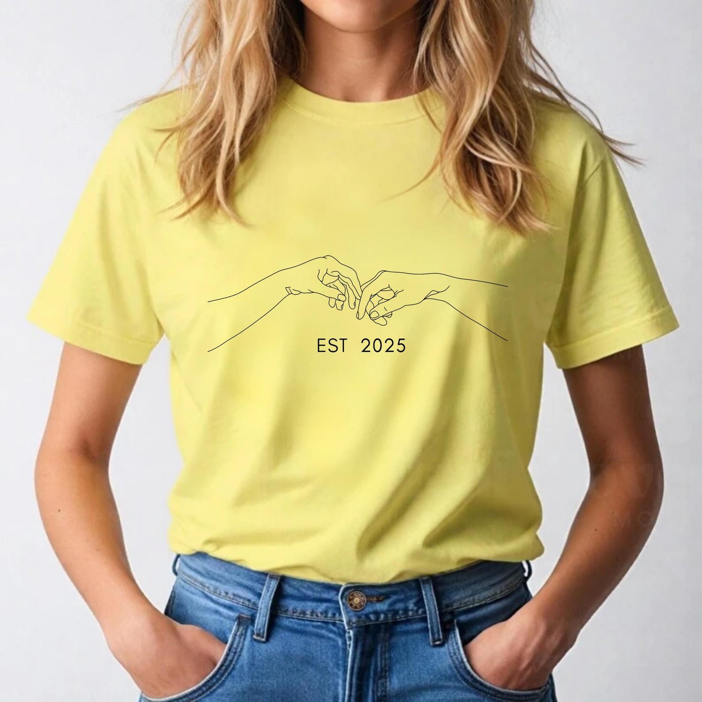 Aesthetic Line Art Shirt – EST 2025 Graphic Tee – Indie Emotional Outfit – Soft Cotton Minimalist Hands Drawing T-Shirt AA116