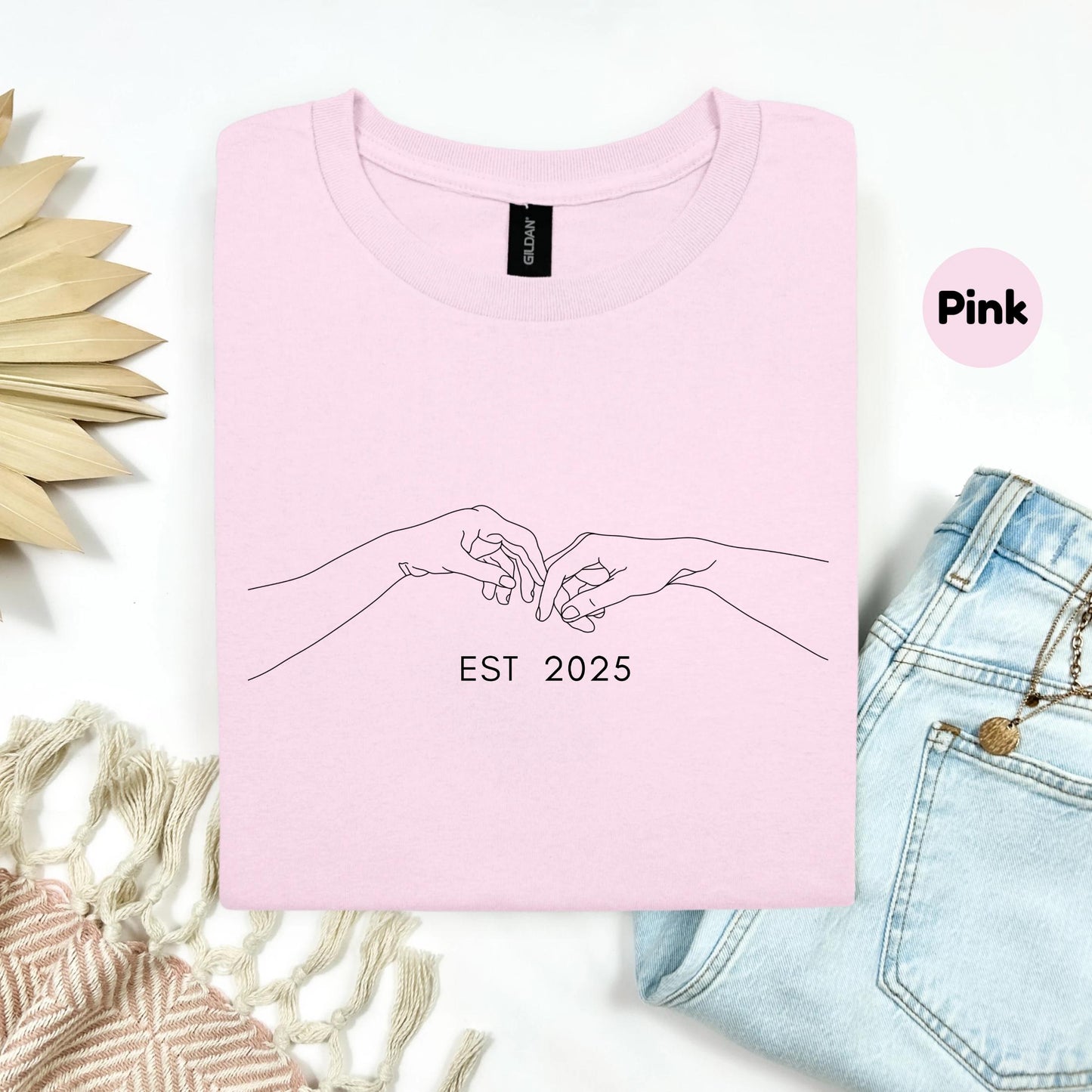 Aesthetic Line Art Shirt – EST 2025 Graphic Tee – Indie Emotional Outfit – Soft Cotton Minimalist Hands Drawing T-Shirt AA116