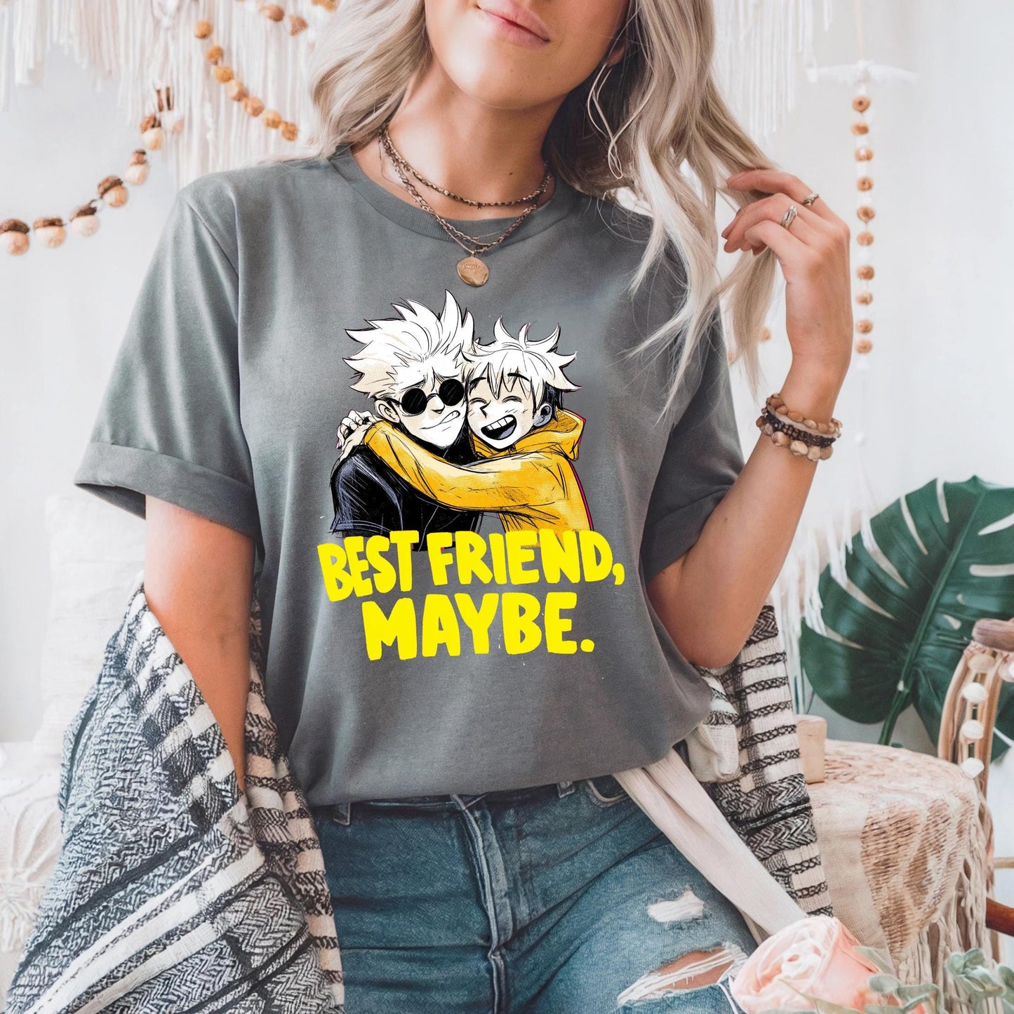 Best Friend, Maybe Tee – Funny Cartoon Best Friend Shirt – Cute Graphic Tee for Friendship Gifts – Anime Style T-Shirt AA121