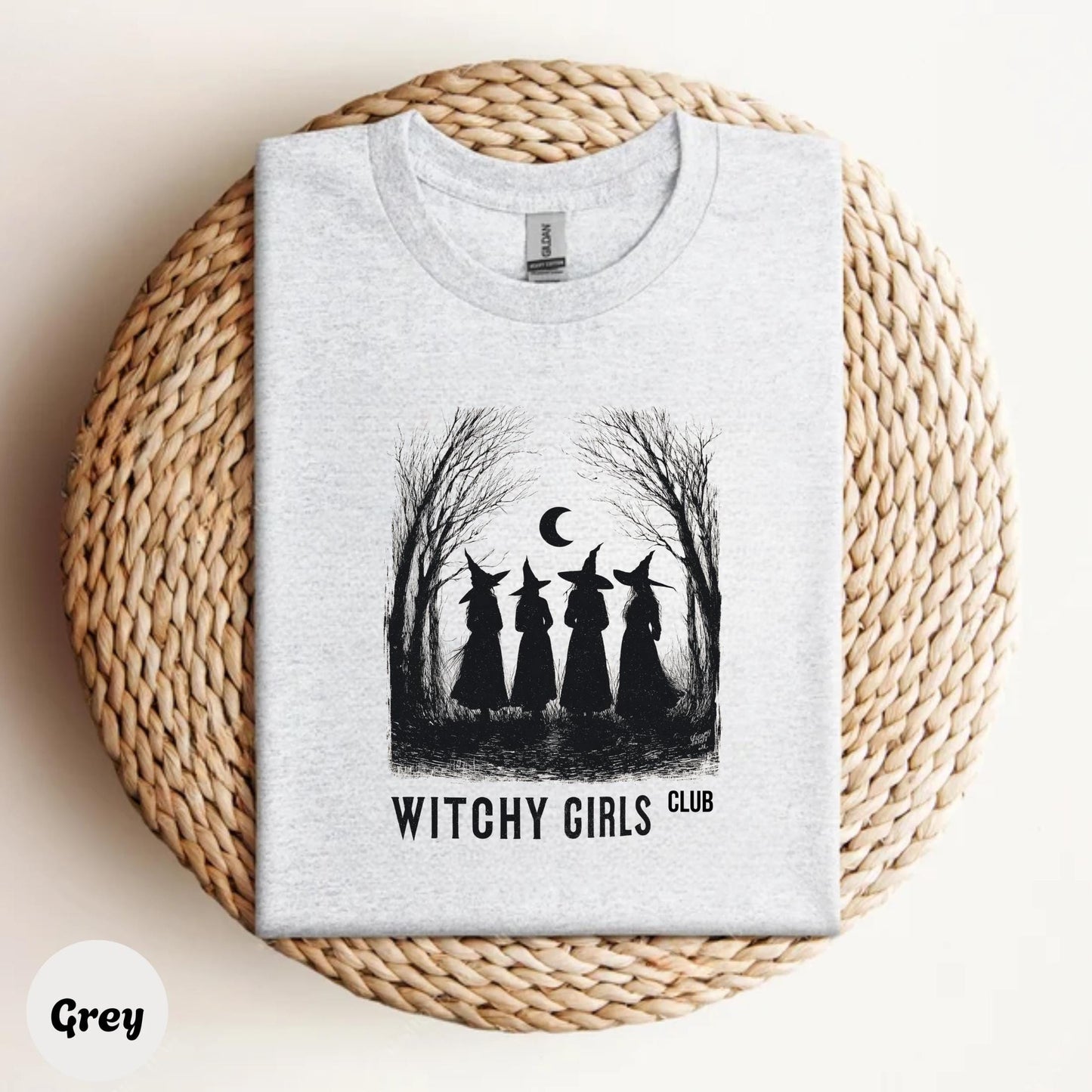 Witchy Girls Club Shirt – Retro Witch T-Shirt for Women – Cute Halloween-Inspired Witchy Tee – Magical Club Shirt AA134